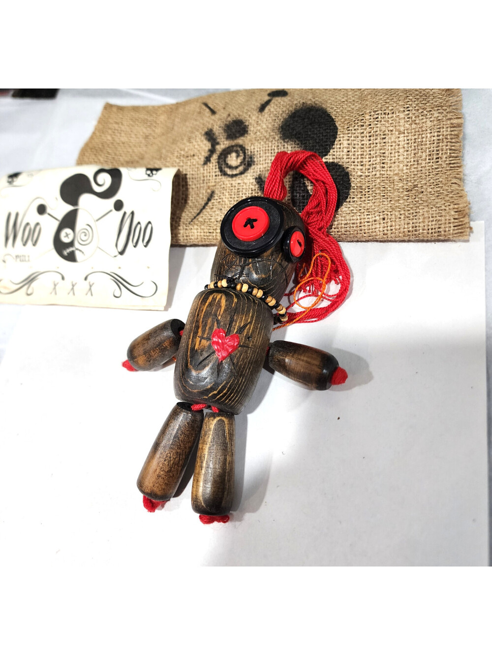 Jahall Marks Woo Doo Wooden Voodoo Doll Handcrafted Articulated Bag Charm 2017